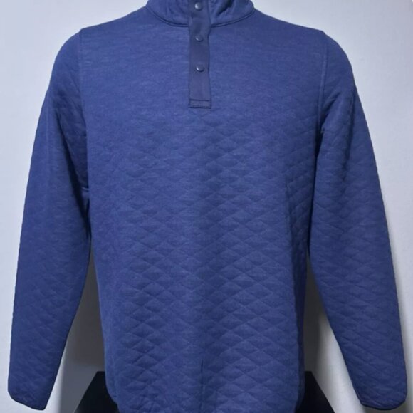 NEW Holderness & Bourne Mens Large Navy Sullivan Quilted Snap Button Pullover L - Picture 1 of 7
